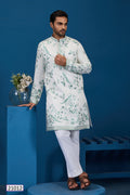 Graceful White Viscose Silk Kurta for Mens Wear