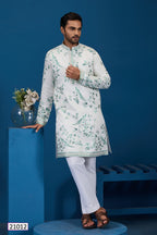 Graceful White Viscose Silk Kurta for Mens Wear