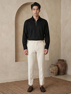 Black Zipper Polo Neck Shirt
