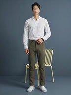 White Zipper Polo Neck Shirt