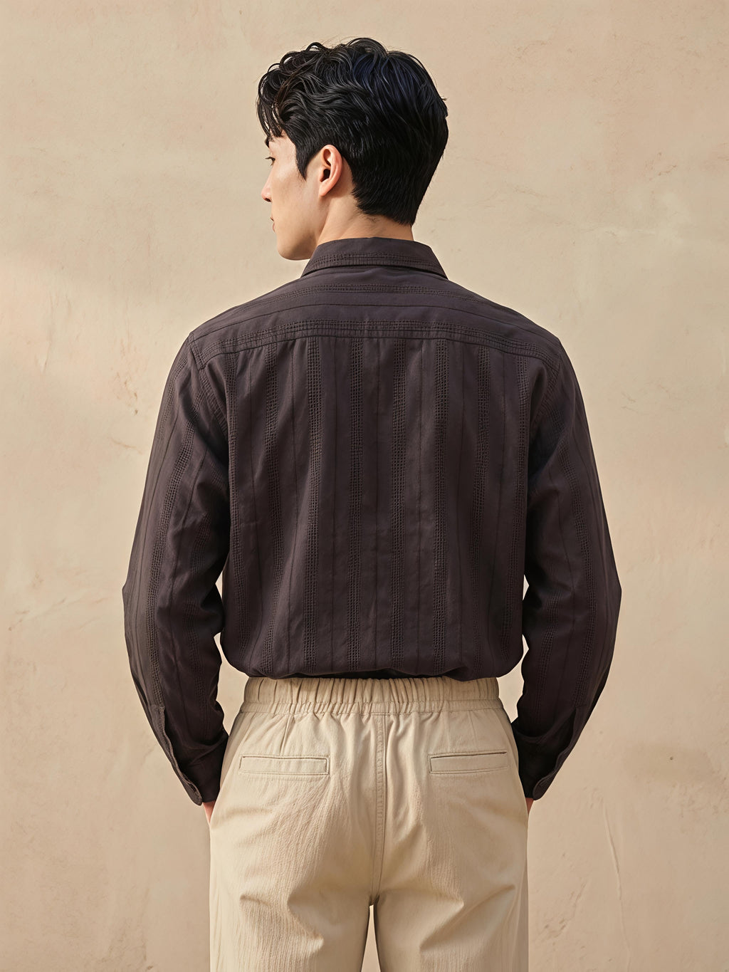 Brown Zipper Polo Neck Shirt
