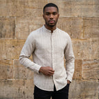 Linen Khadi Mandarin Collar Shirt