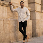 Linen Khadi Mandarin Collar Shirt
