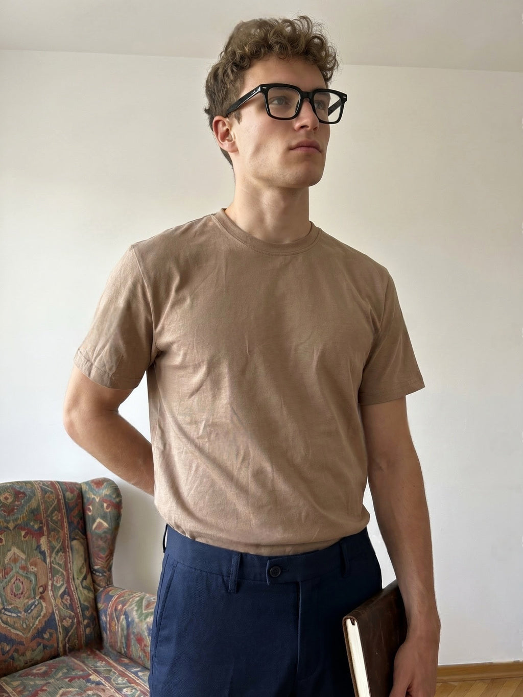 Beige Round Neck T-Shirt