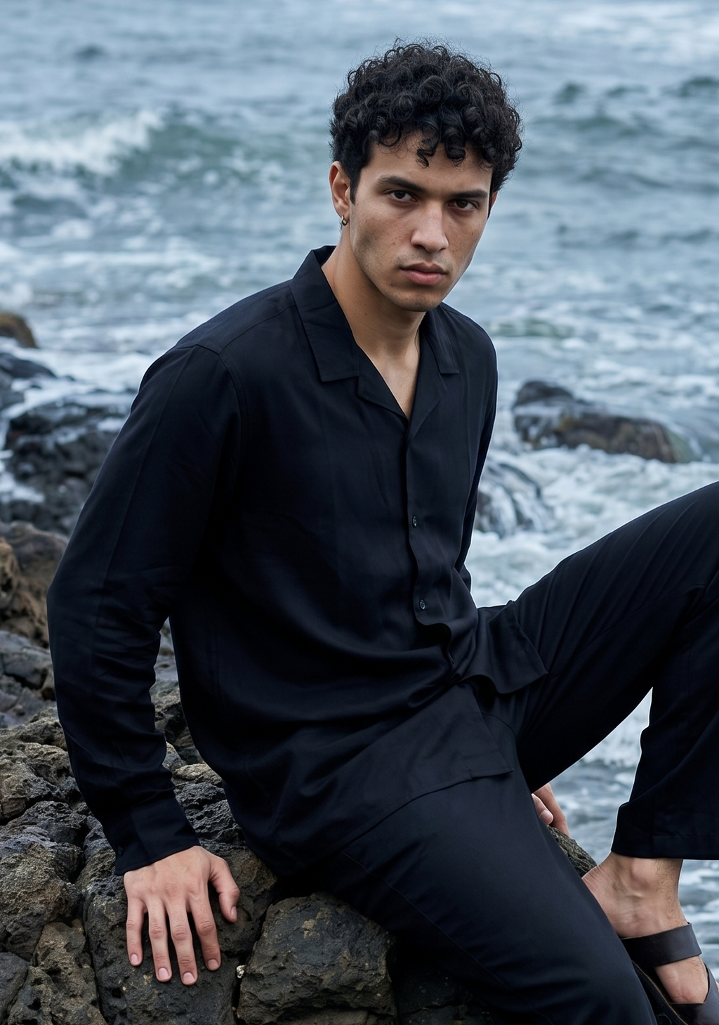 Black Modal Shirt For Men