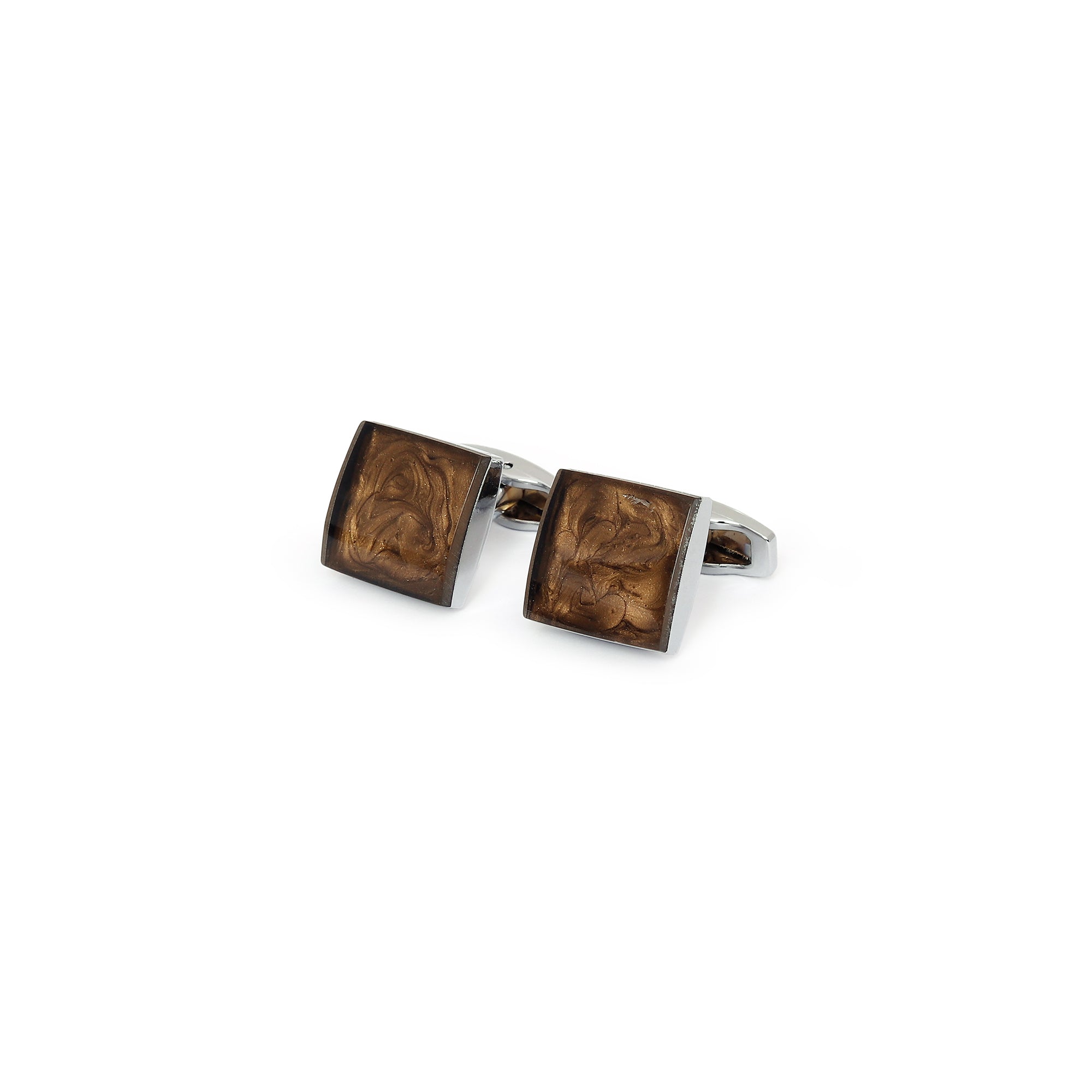 Gentleren smooky brown silver cufflinks