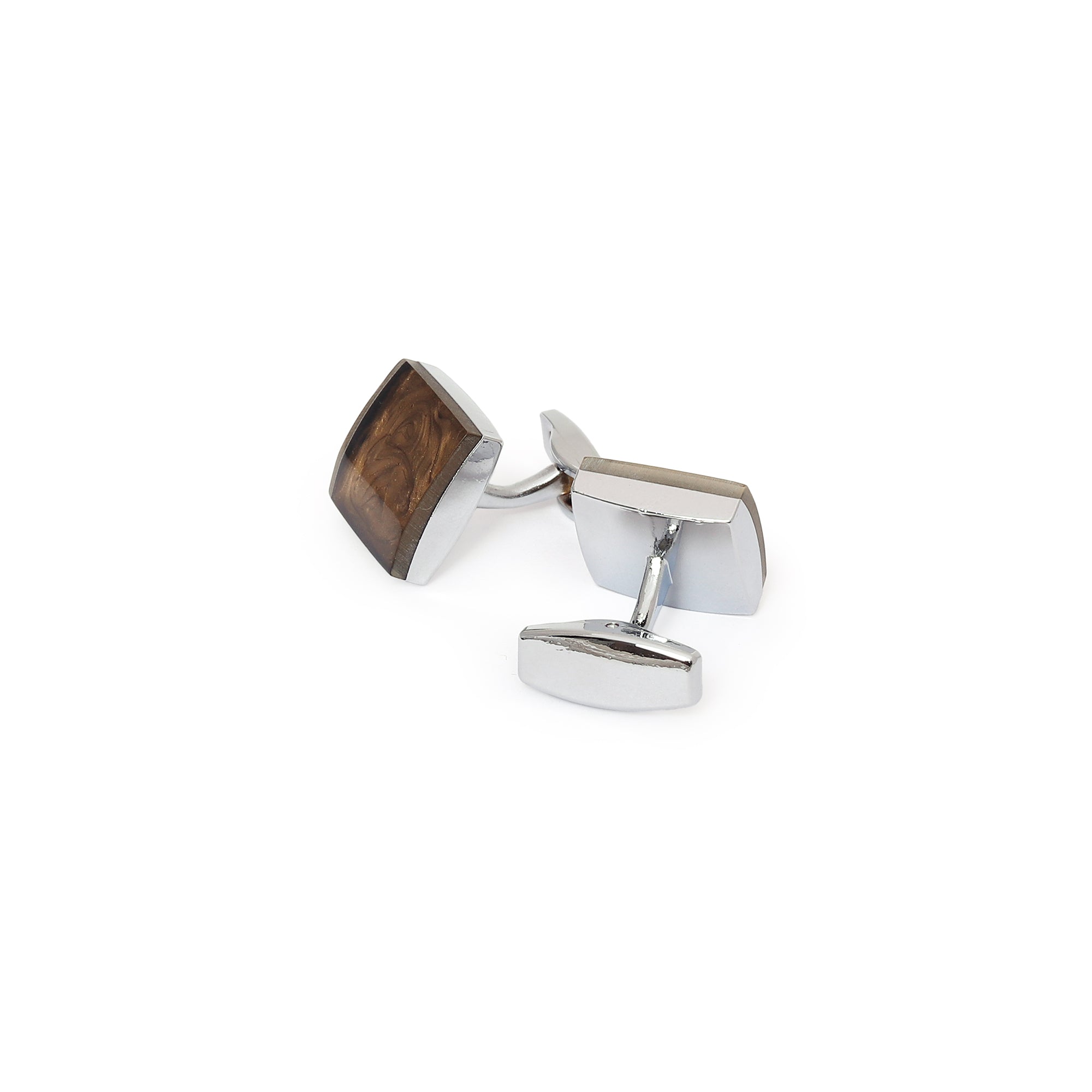 Gentleren smooky brown silver cufflinks