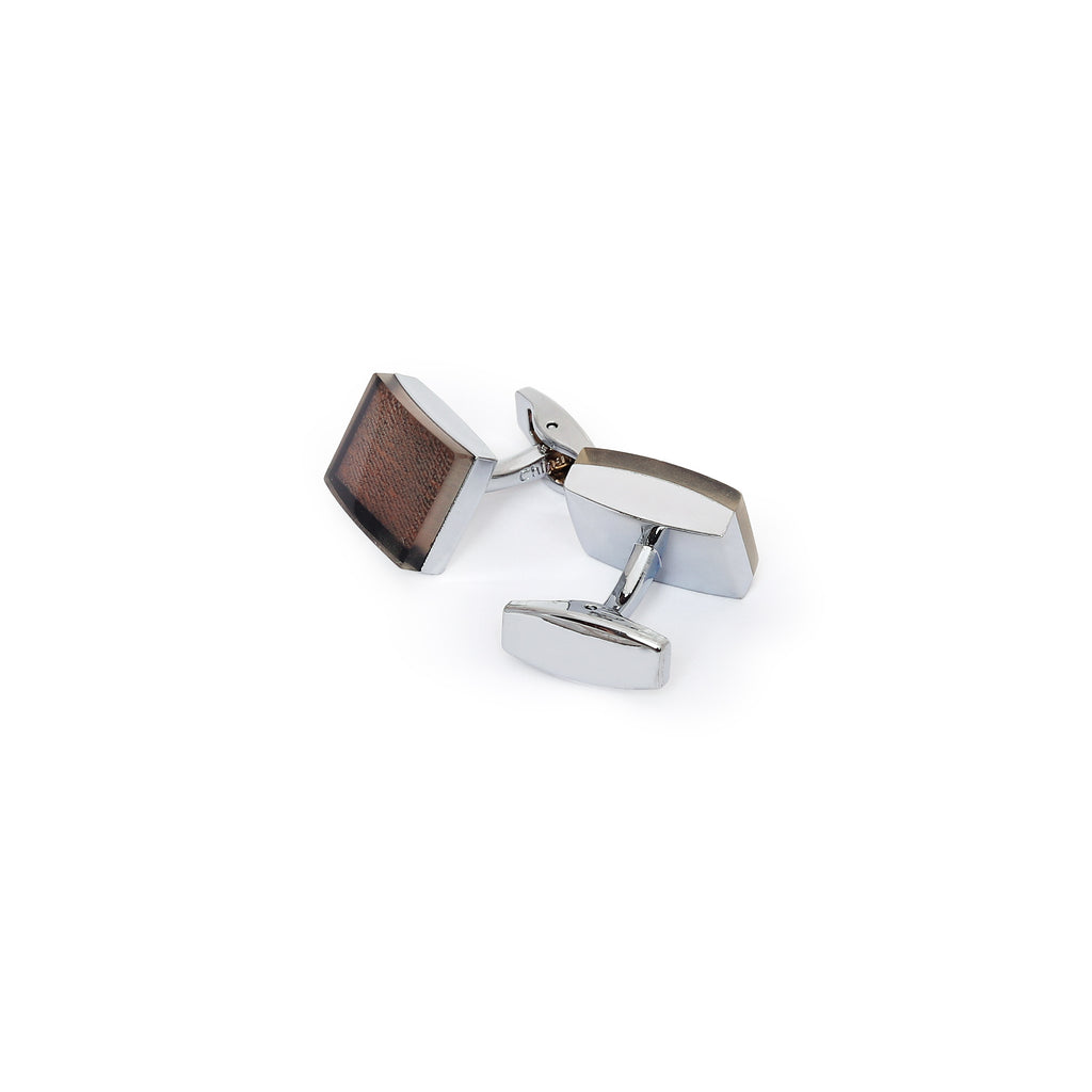 Gentleren smooky brown silver cufflinks