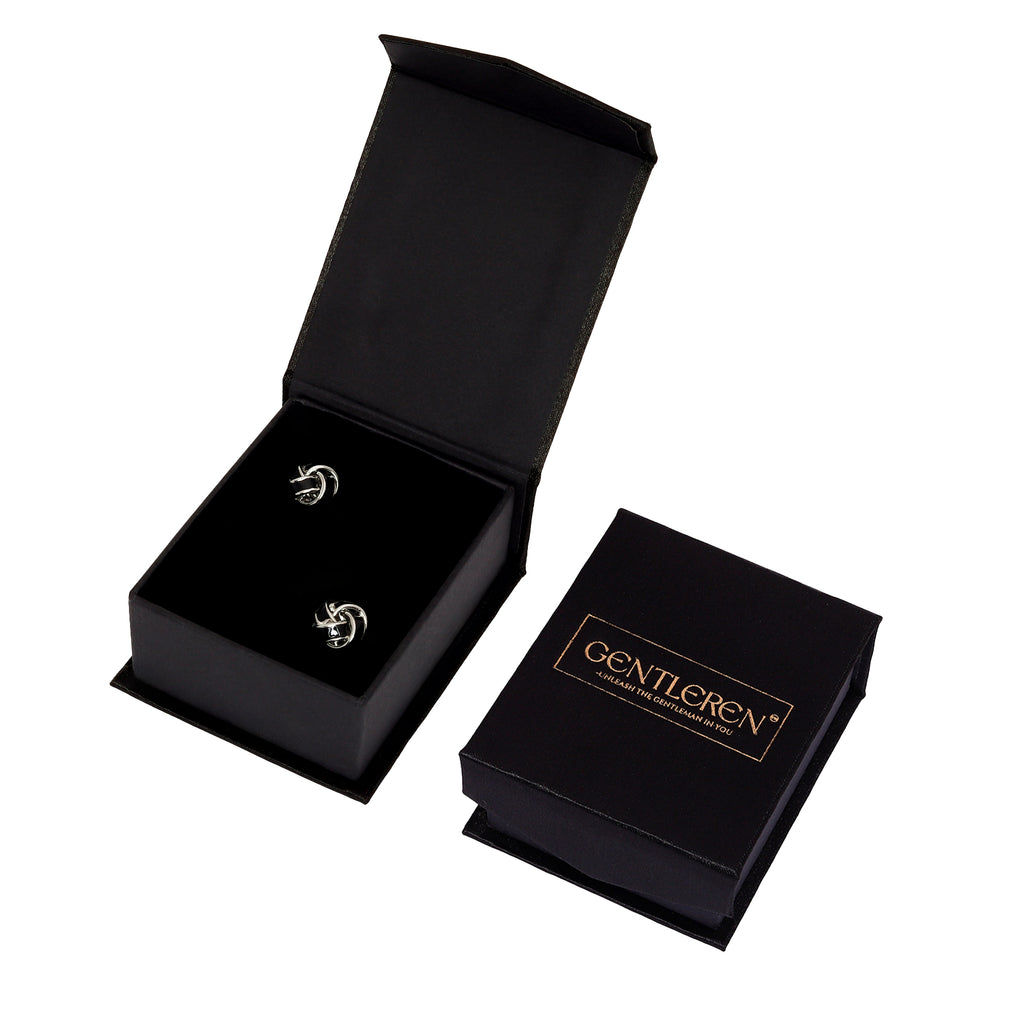 Gentleren black knot silver cufflinks