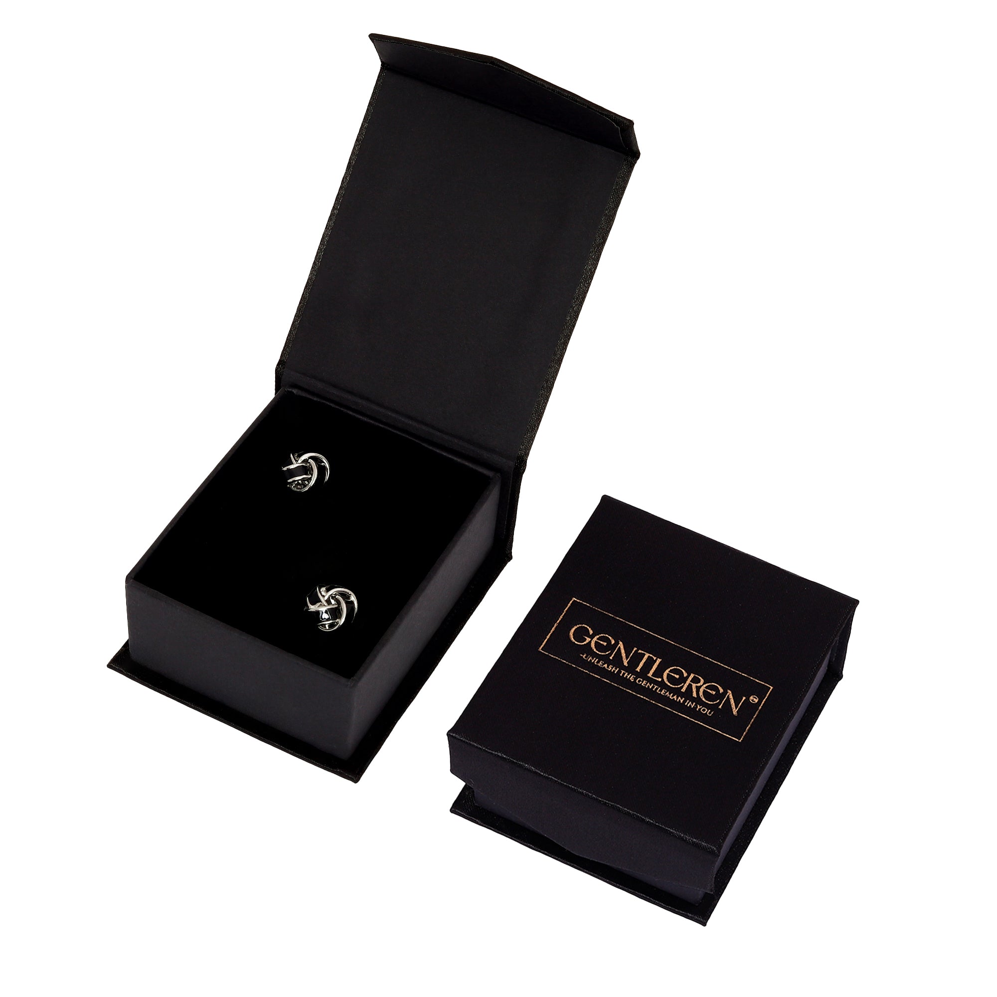 Gentleren black knot silver cufflinks