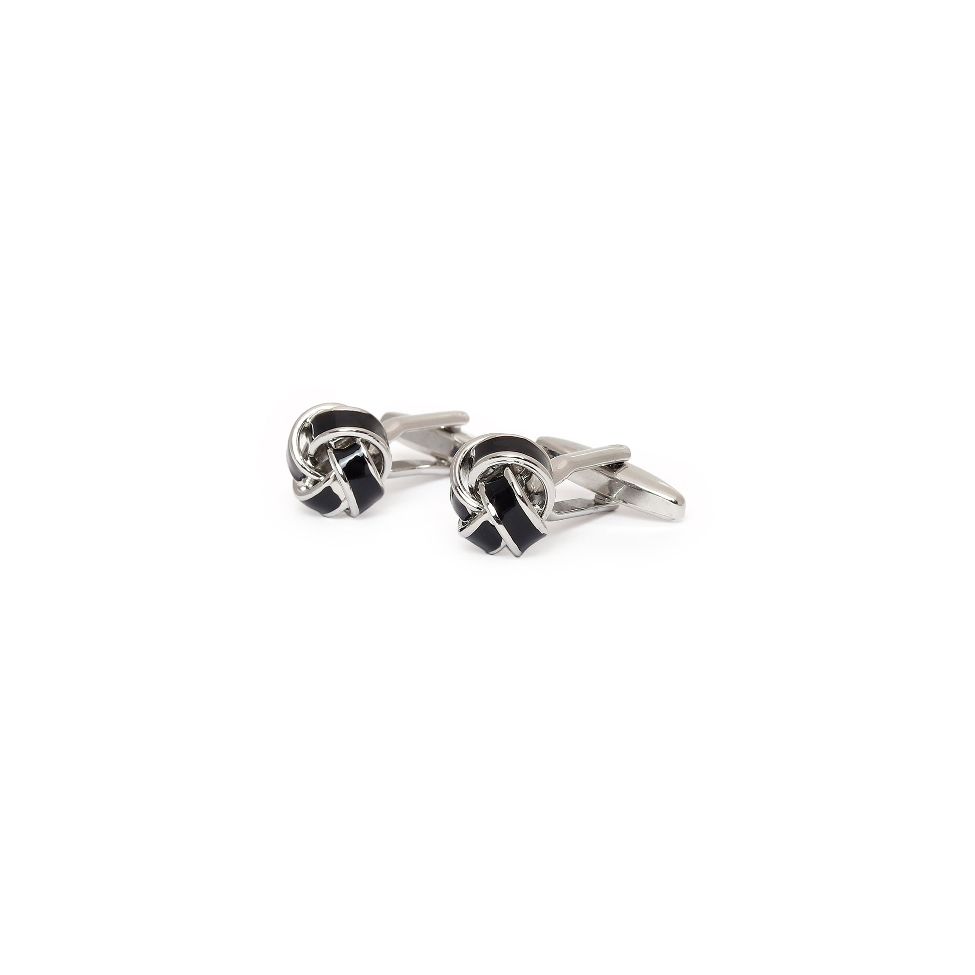 Gentleren black knot silver cufflinks