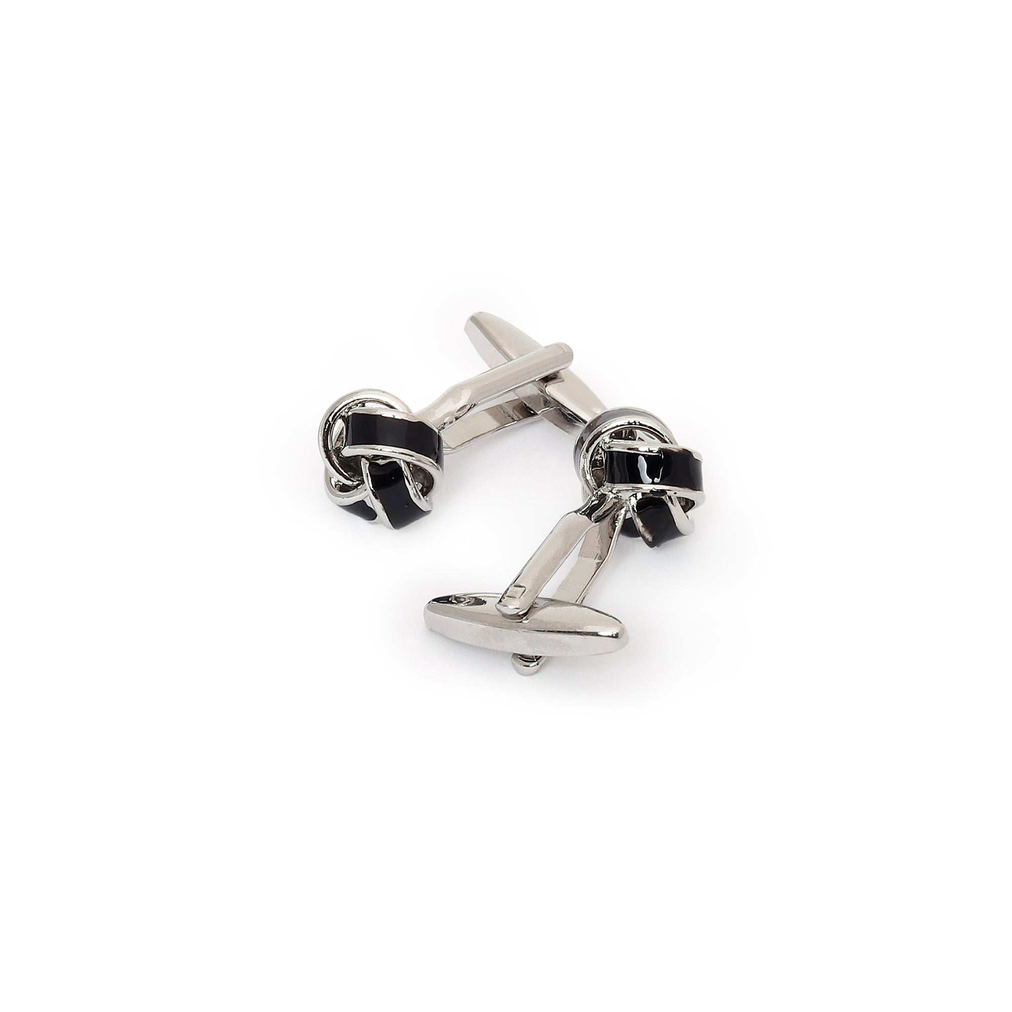 Gentleren black knot silver cufflinks