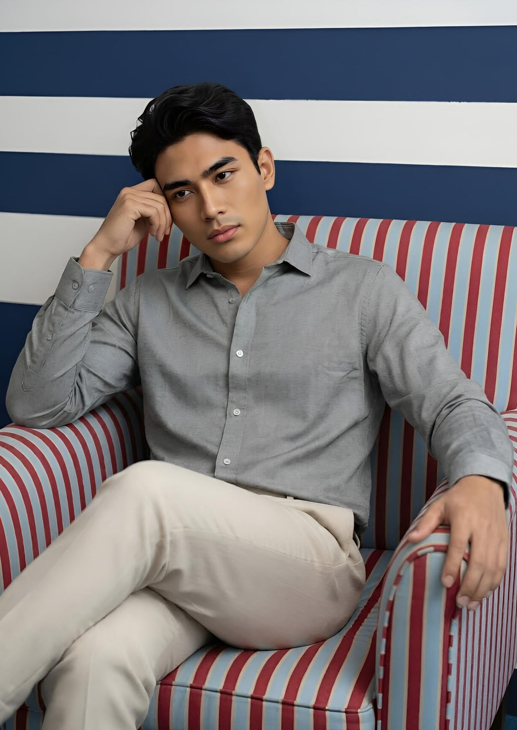Grey Linen Shirt For Men