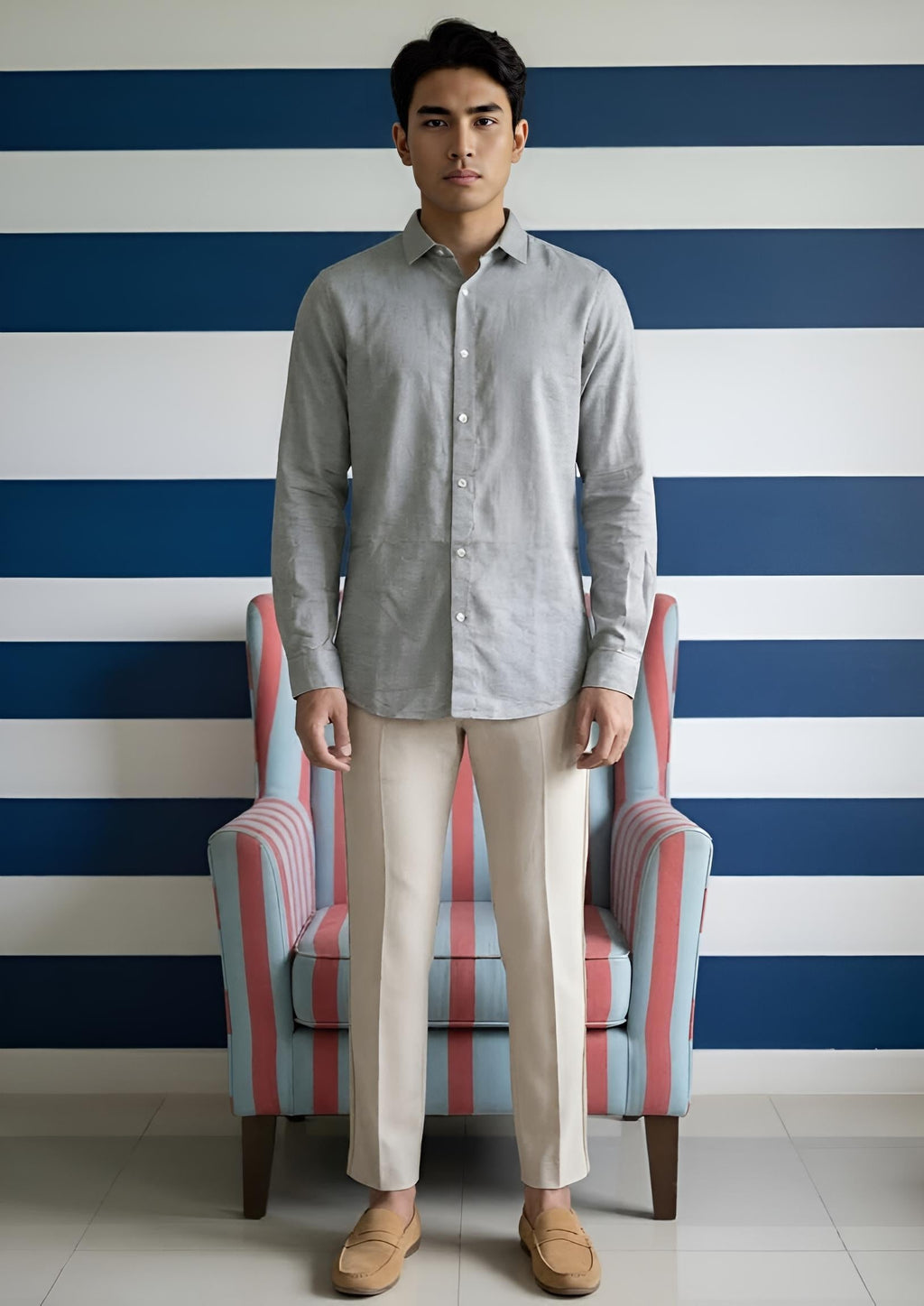 Grey Linen Shirt For Men