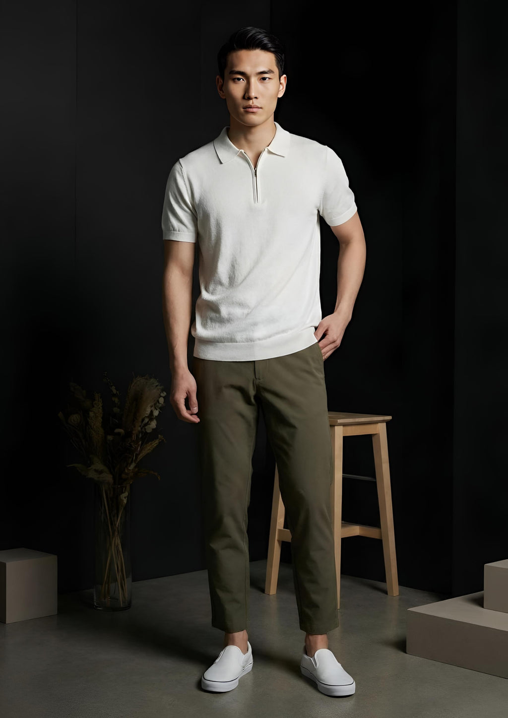 Polo Zipper Half T-Shirt