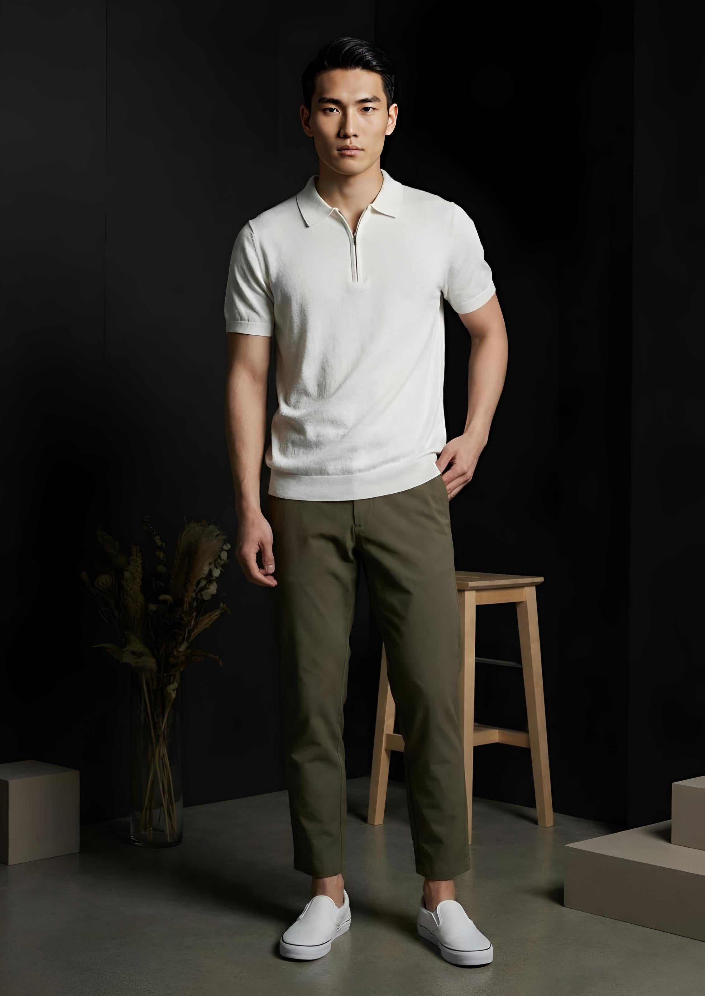 Polo Zipper Half T-Shirt