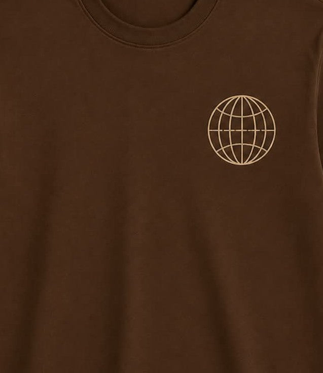 Oversize Printed Brwon T-shirt (Cotton)220gsm