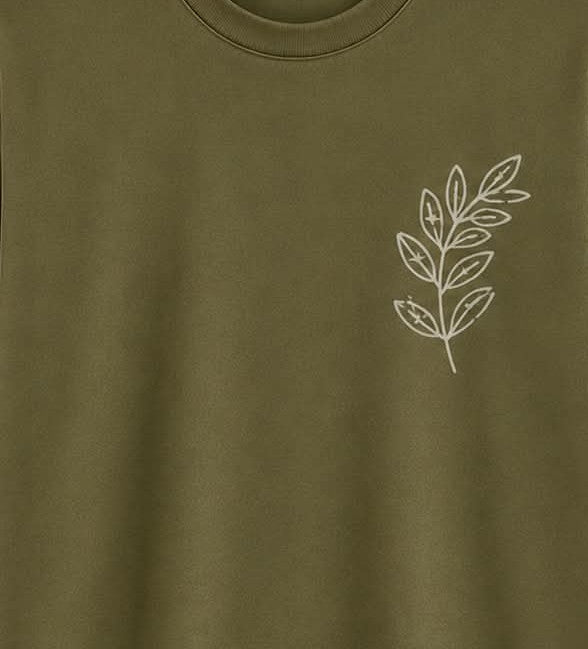 Oversize Printed Sage Green T-shirt (Cotton)220gsm