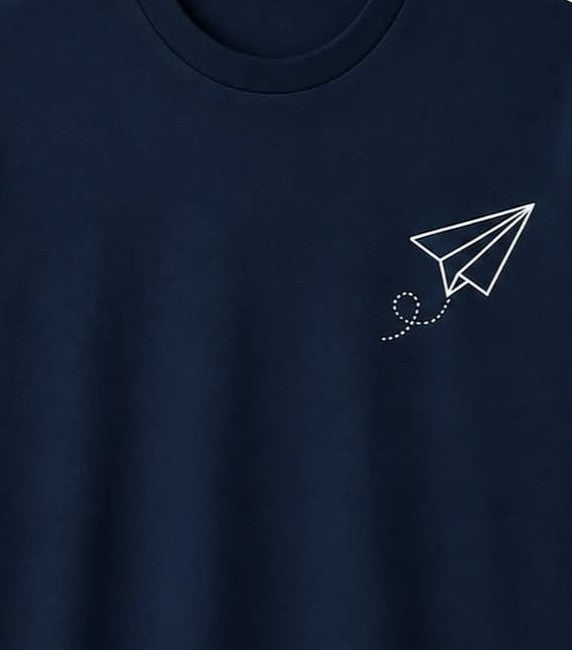 Oversize Printed Navy Blue T-shirt (Cotton)220gsm