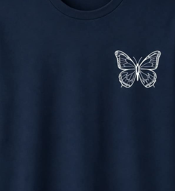 Oversize Printed Navy Blue T-shirt (Cotton)220gsm