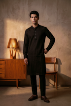 Black Full Kurta For Men
