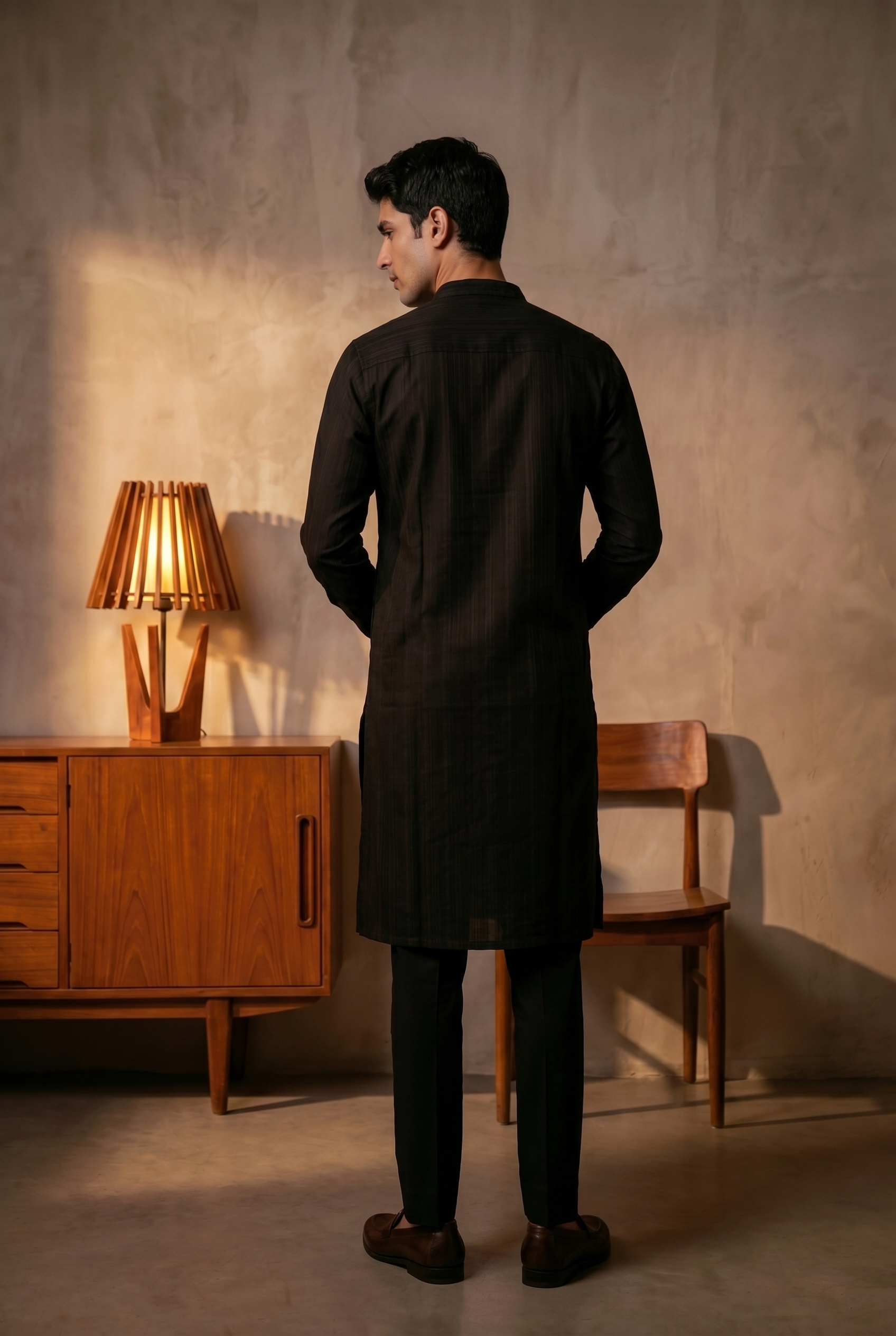 Black Full Kurta For Men