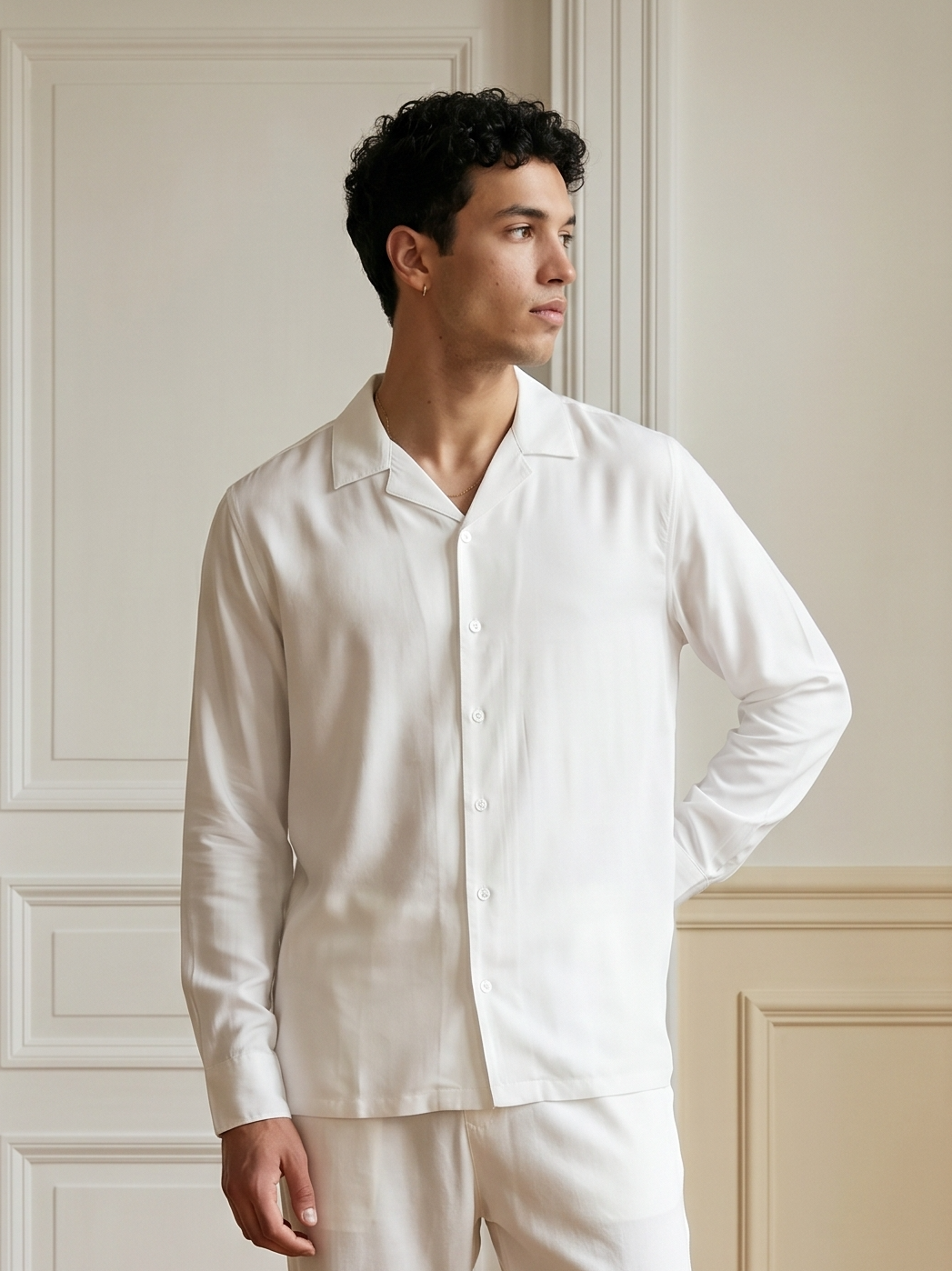 White Modal Shirt For Men
