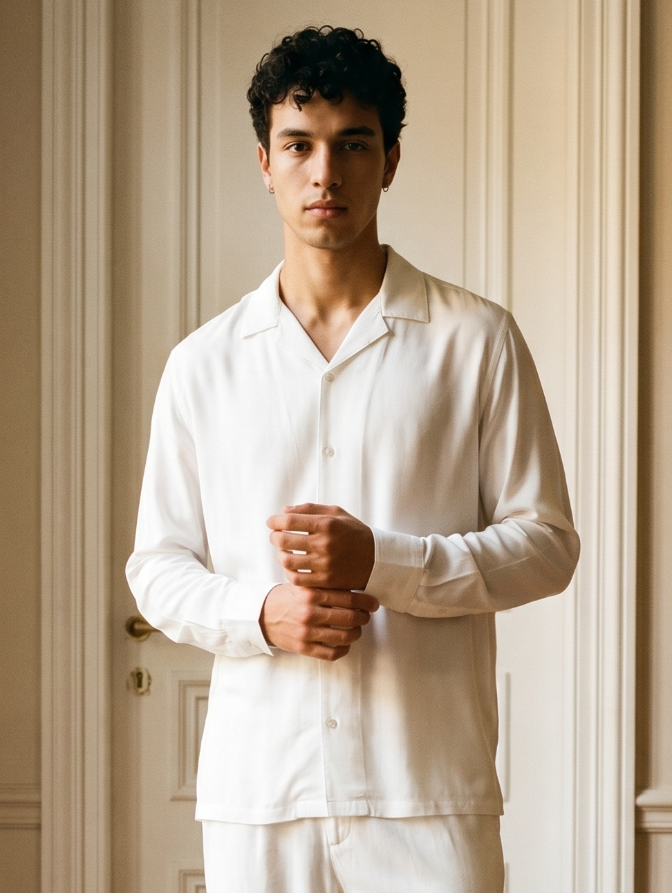 White Modal Shirt For Men