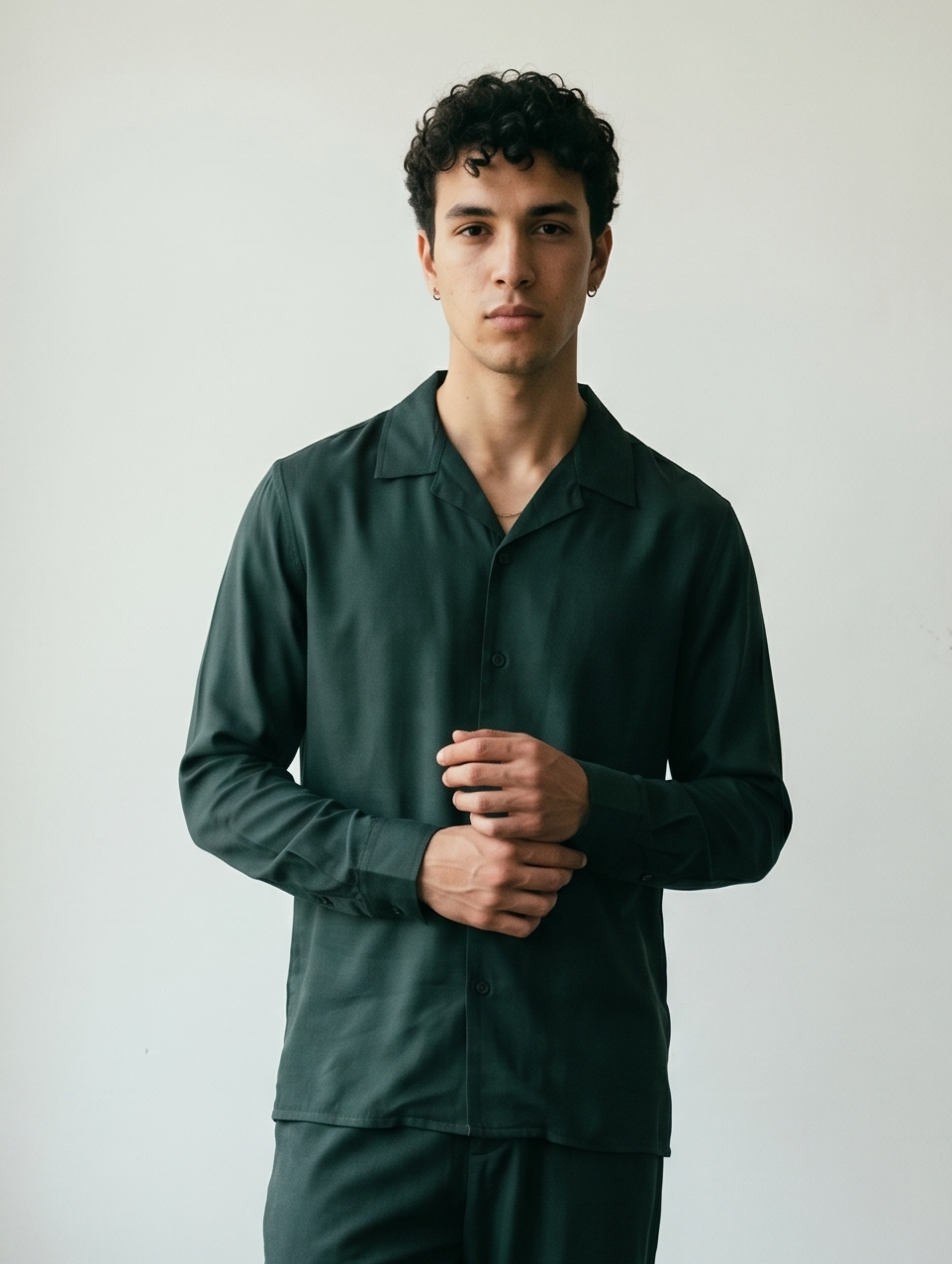Green Modal Shirt For Men