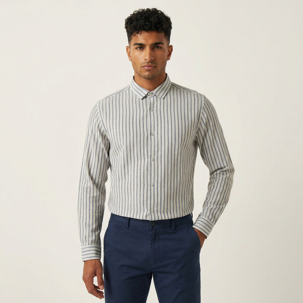 Blue Stripes Linen Cotton Shirt