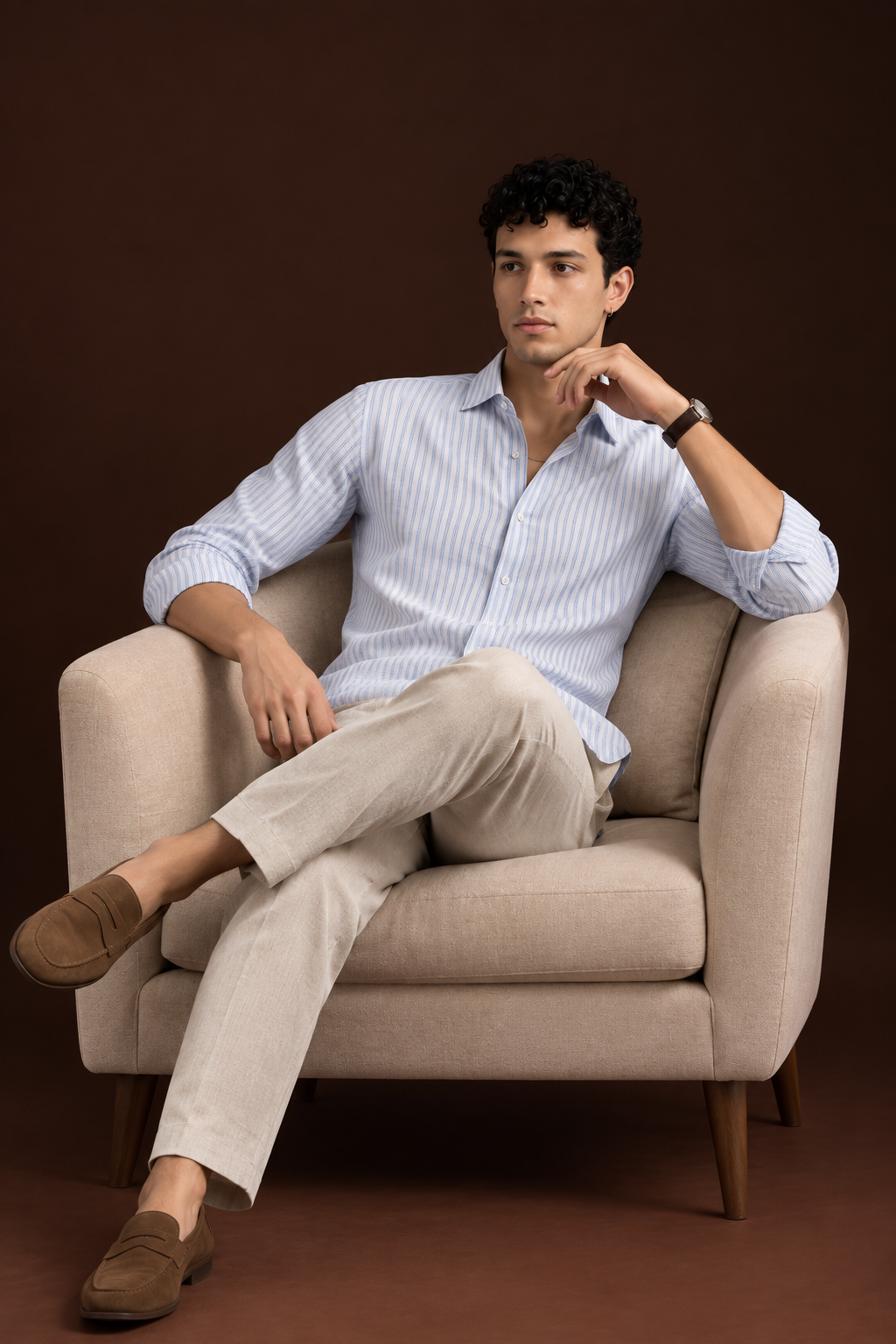 Linen Stripes Blue Shirts