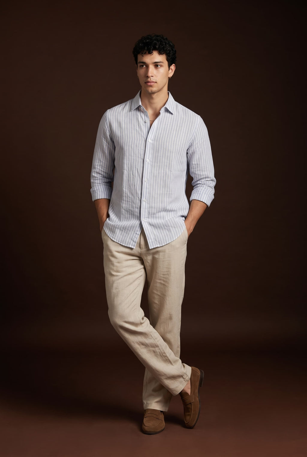 Linen Stripes Blue Shirts