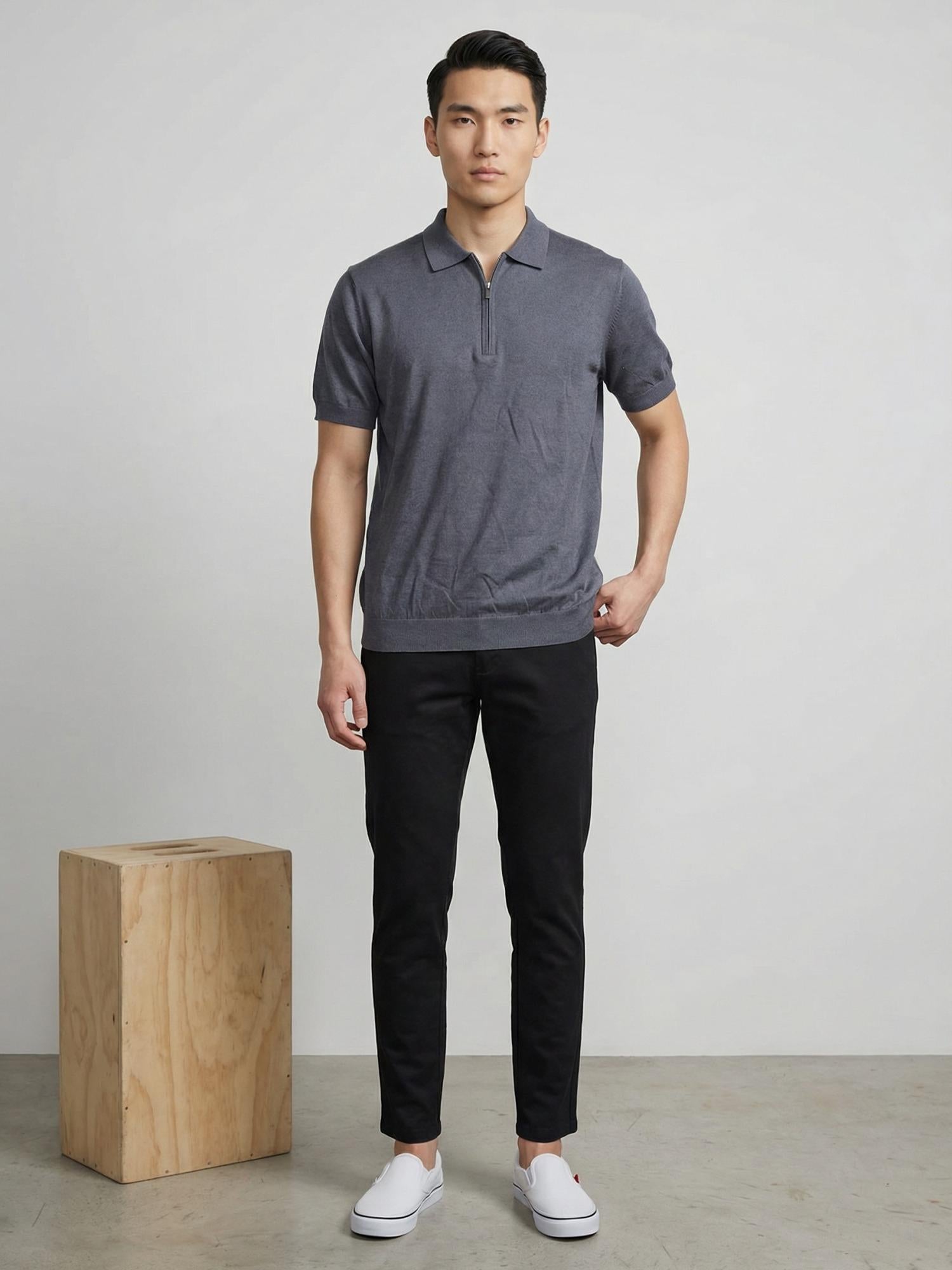 Polo Zipper Half T-Shirt